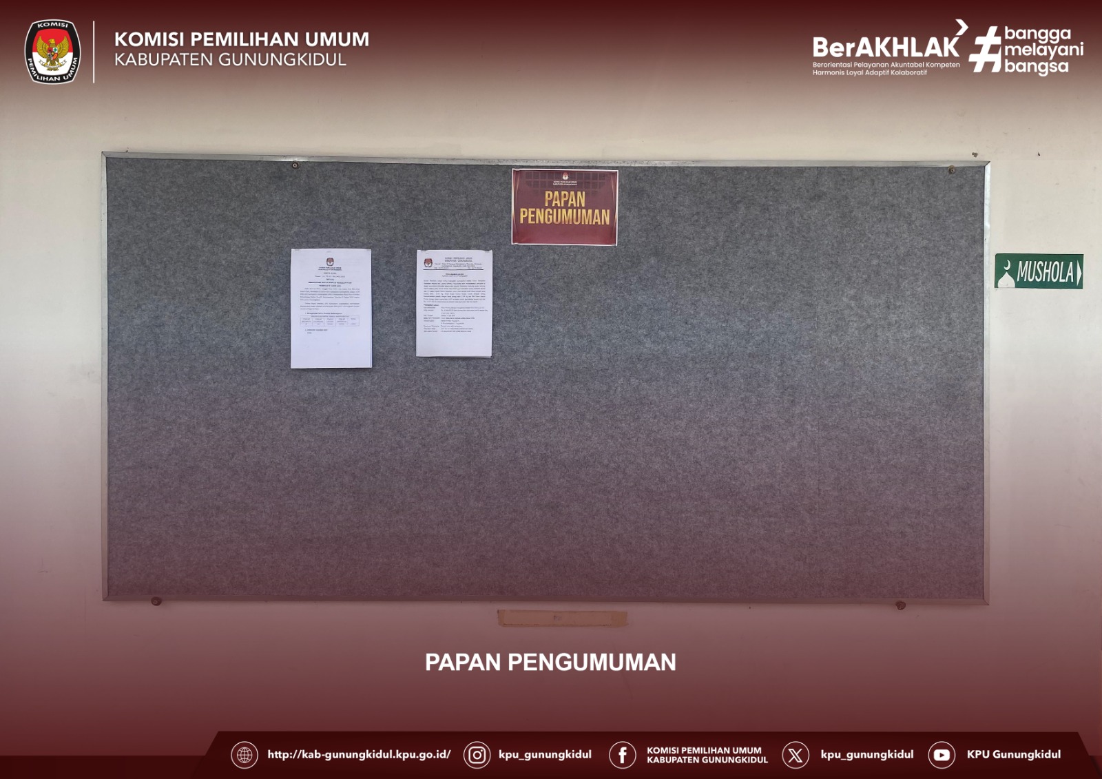 Papan Pengumuman KPU Kabupaten Gunungkidul